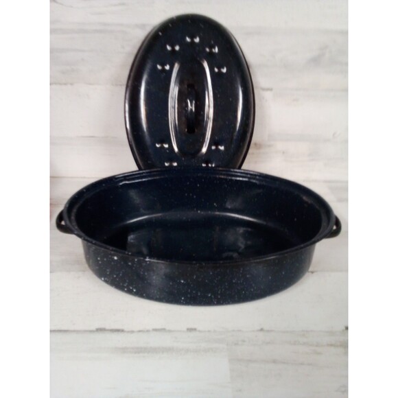 Medium Blue Roaster Pan / Great For All Occasions / Some Wear - Picture 8 of 16